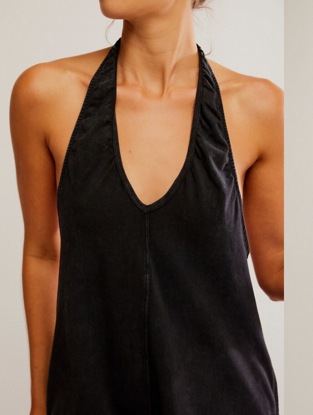 Black Free People Hot Shot Halter Romper